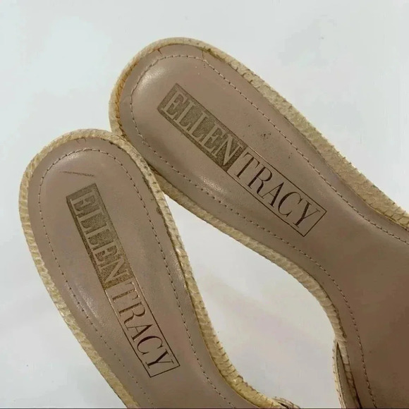 Ellen Tracy heels sz 9 Augusta cream patent leather snakeskin print gem floral - Picture 11 of 13